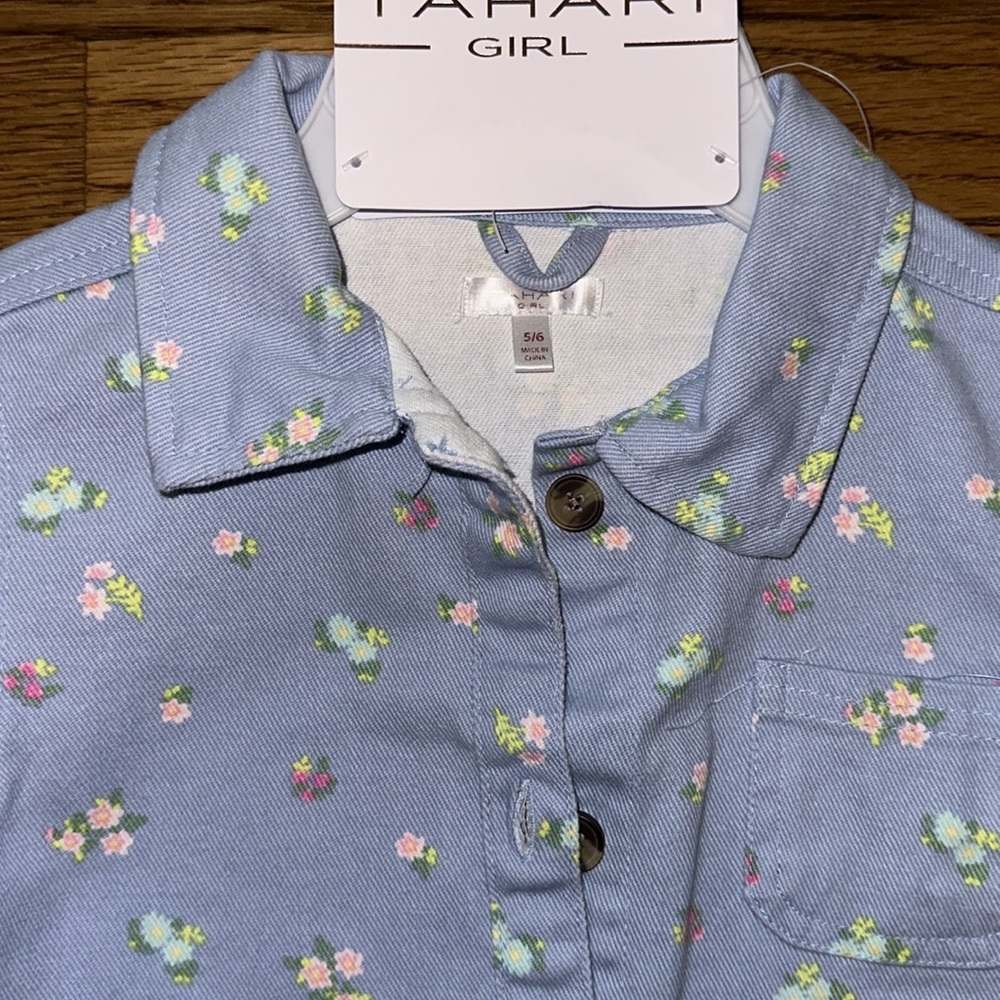 Tahari girl denim print top NWT 5/6 - Picture 3 of 6